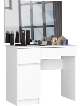 Kosmetický stolek se zrcadlem P-2 90x50 cm bílý levý