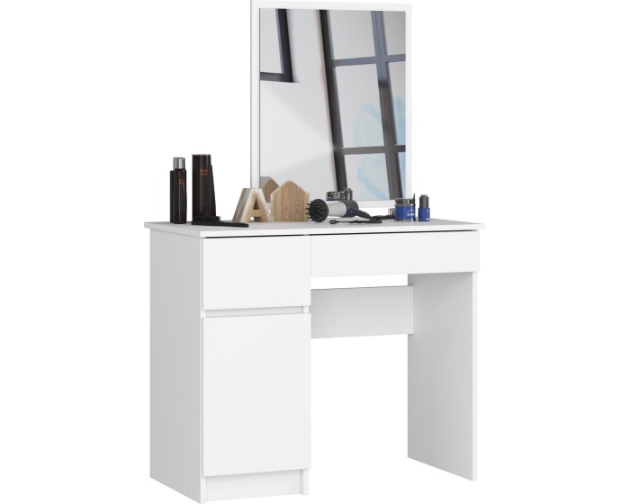 Kosmetický stolek se zrcadlem P-2 II 90x50 cm bílý levý