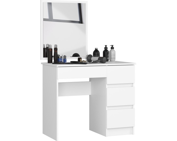 Kosmetický stolek se zrcadlem T-6 90x50 cm bílý pravý