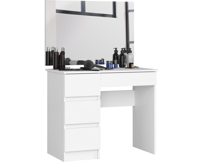 Kosmetický stolek se zrcadlem T-6 I 90x50 cm bílý levý