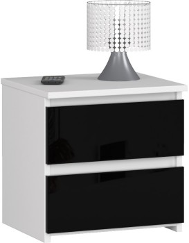 Noční stolek CL2 40 cm bílý/černý lesk