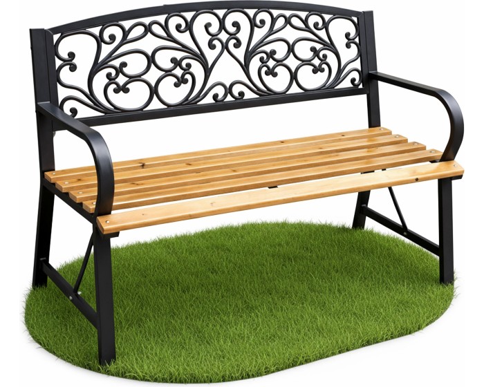 Zahradní lavička NERINA černá/jedlové dřevo