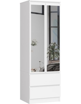 Šatní skříň Star se zrcadlem 60 cm bílá
