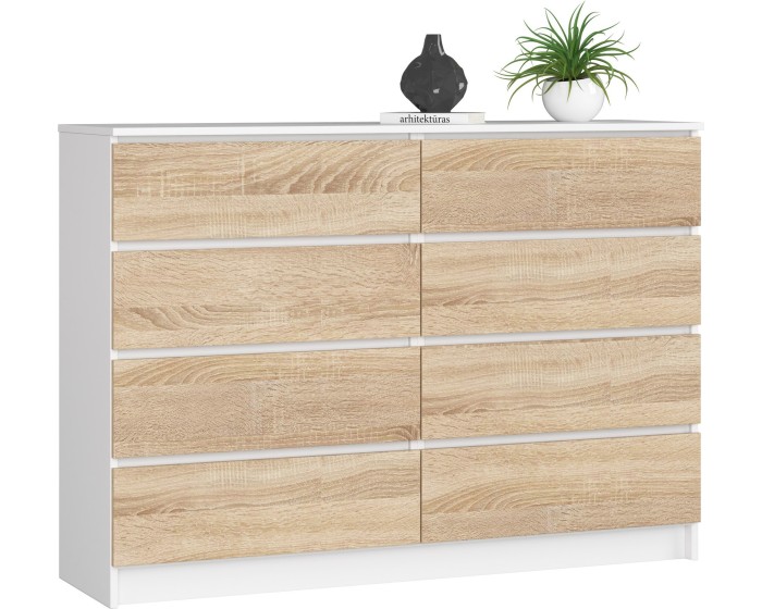 Komoda Rollo X 140 cm bílá/dub sonoma