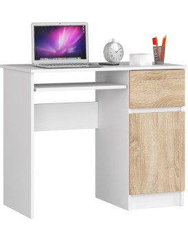 Psací stůl PIKSEL 90 cm bílý/dub sonoma pravý
