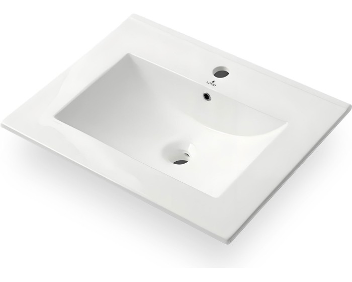 Zápustné keramické umyvadlo Nordis 61 cm lesklé bílé