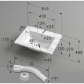 Zápustné keramické umyvadlo Nordis 61 cm lesklé bílé