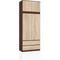 Šatní skříň s nástavcem Star 90 cm wenge/dub sonoma