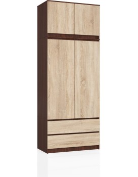 Šatní skříň s nástavcem Star 90 cm wenge/dub sonoma