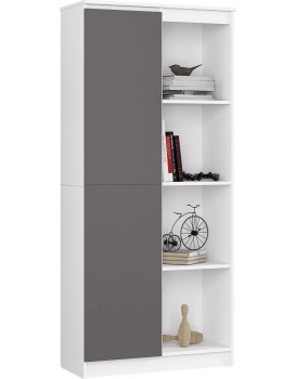 Knihovna R 80 cm CLP bílá/grafitová