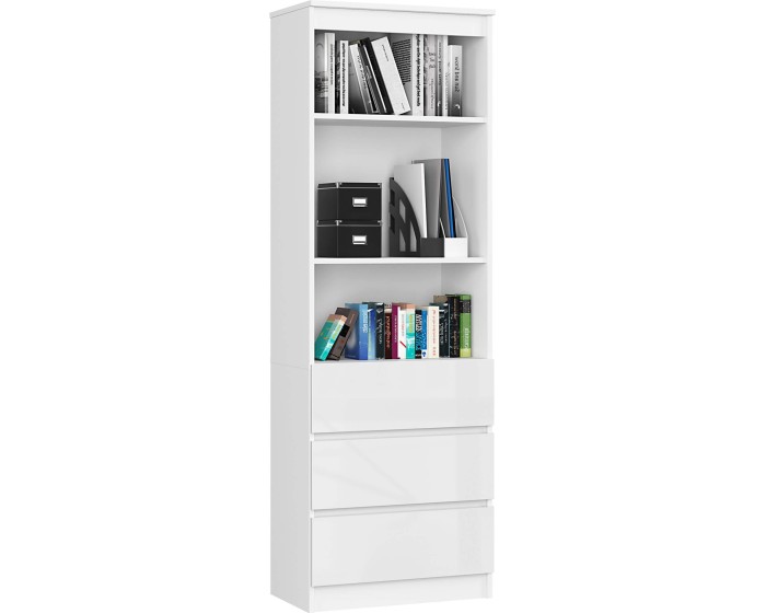 Knihovna Star 60 cm bílý mat/bílý lesk