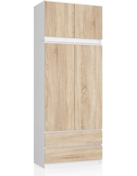 Šatní skříň s nástavcem Star 90 cm bílá/dub sonoma