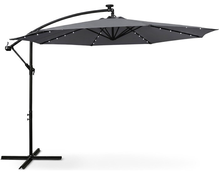 Zahradní slunečník MILIN s LED osvětlením 300 cm tmavě šedý