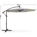 Zahradní slunečník MILIN s LED osvětlením 300 cm světle šedý