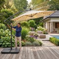 Zahradní slunečník MILIN s LED osvětlením 300 cm béžový