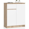 Komoda Kiara 80 cm 2 skříňky a 1 šuplík dub sonoma/bílá