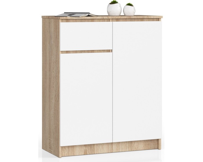 Komoda Kiara 80 cm 2 skříňky a 1 šuplík dub sonoma/bílá