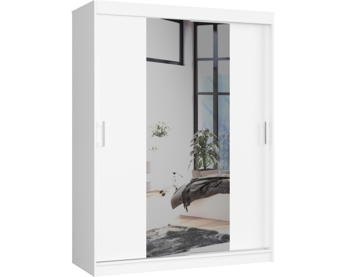 Šatní skříň se zrcadlem Reton 150 cm bílá