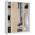 Šatní skříň se zrcadlem Reton 150 cm bílá/dub sonoma
