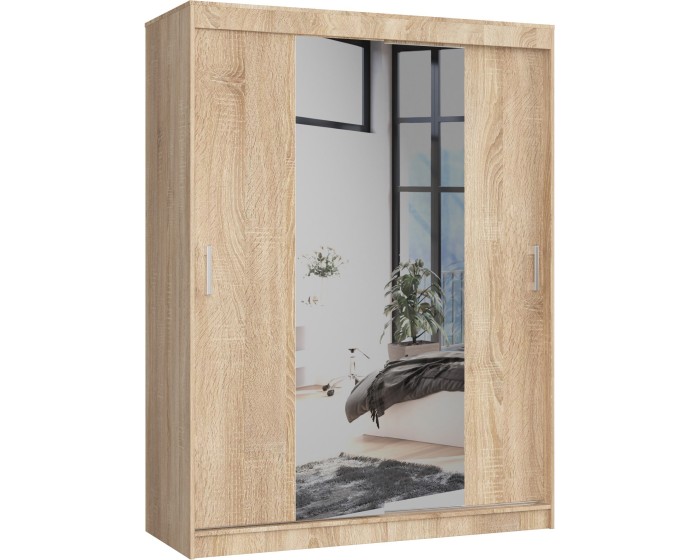 Šatní skříň se zrcadlem Reton 150 cm dub sonoma