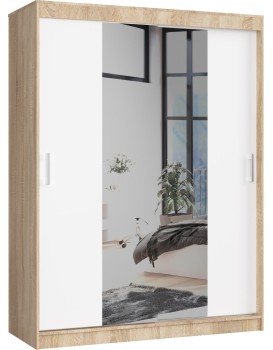 Šatní skříň se zrcadlem Reton 150 cm dub sonoma/bílá