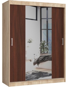 Šatní skříň se zrcadlem Reton 150 cm dub sonoma/wenge