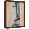 Šatní skříň se zrcadlem Reton 150 cm wenge/dub sonoma