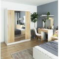 Šatní skříň se zrcadlem Reton 150 cm bílá/dub sonoma