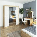 Šatní skříň se zrcadlem Reton 150 cm dub sonoma/bílá