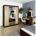 Šatní skříň se zrcadlem Reton 150 cm wenge/dub sonoma