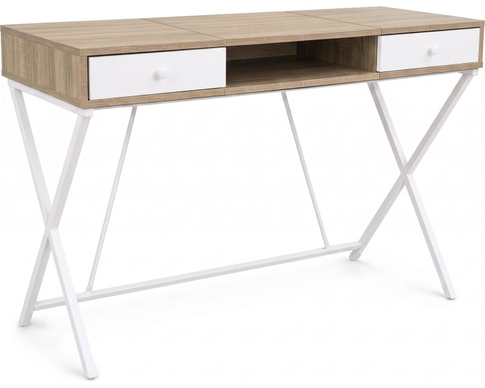 Psací stůl Crossline 120 cm bílý/dub Sonoma