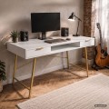 Psací stůl Arden 120 cm bílý/zlatý