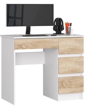 Psací stůl A-7 90 cm bílý/dub sonoma pravý
