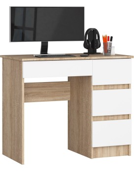 Psací stůl A-7 90 cm dub sonoma/bílý pravý