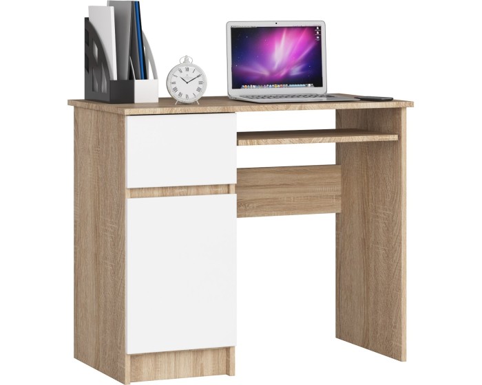 Psací stůl PIKSEL 90 cm dub sonoma/bílý levý