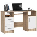 Volně stojící psací stůl Ana 124 cm dub sonoma/bílý