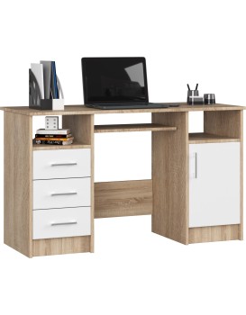 Volně stojící psací stůl Ana 124 cm dub sonoma/bílý