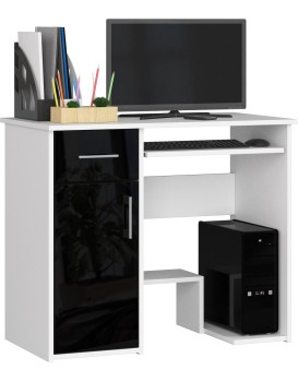 Volně stojící psací stůl Jay 90 cm bílý/černý lesk