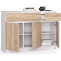 Komoda Karolína 140 cm 3 skříňky a 3 šuplíky bílá/sonoma