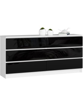 Komoda Rollo V 160 cm bílá/černá lesklá