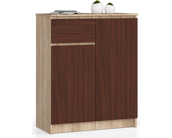 Komoda Kiara 80 cm 2 skříňky a 1 šuplík dub sonoma/wenge