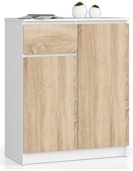 Komoda Kiara 80 cm 2 skříňky a 1 šuplík bílá/dub sonoma