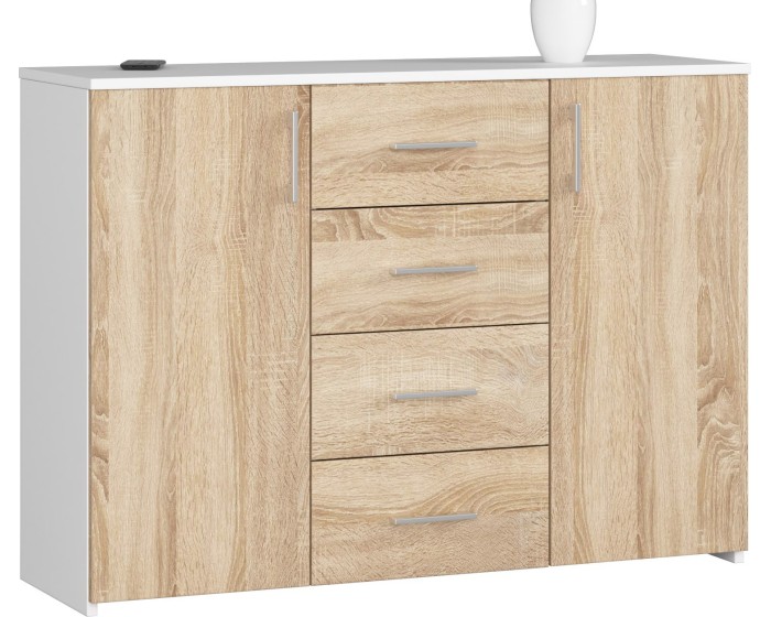 Komoda Torvi K 110 cm bílá/dub sonoma