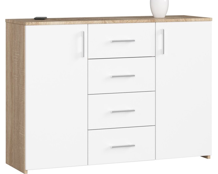 Komoda Torvi K 110 cm dub sonoma/bílá