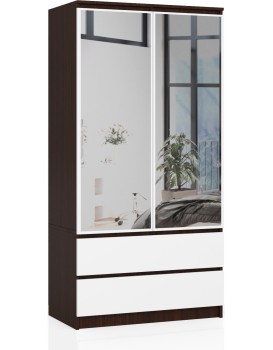 Šatní skříň Star se zrcadlem 90 cm wenge/bílá