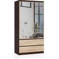 Šatní skříň Star se zrcadlem 90 cm wenge/dub sonoma