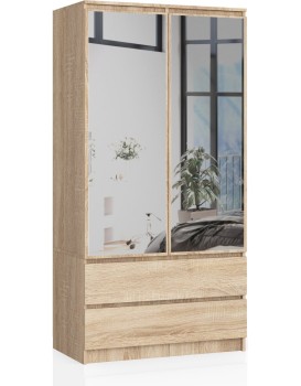 Šatní skříň Star se zrcadlem 90 cm dub sonoma
