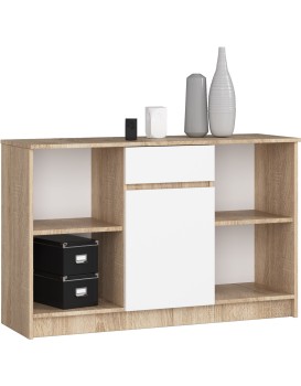 Komoda B-17 120 cm dub sonoma/bílá