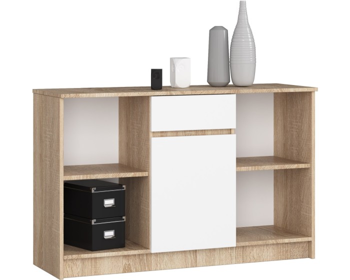 Komoda B-17 120 cm dub sonoma/bílá