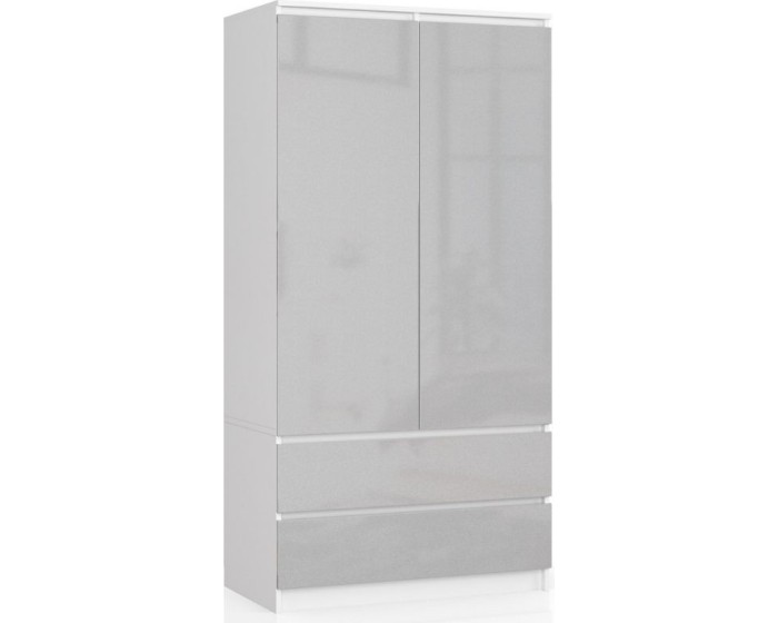 Šatní skříň Star 90 cm bílá/šedá lesk